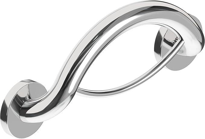 HEALTHCRAFT Plus 2-in-1 Towel Ring & Grab Bar (14 Inch) | ADA Compliant Bathroom Safety Grab Bar for Seniors, Wall-Mounted, Supports Up to 500 lbs, Polished Chrome - ModernBath