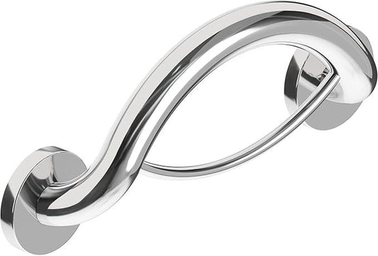 HEALTHCRAFT Plus 2-in-1 Towel Ring & Grab Bar (14 Inch) | ADA Compliant Bathroom Safety Grab Bar for Seniors, Wall-Mounted, Supports Up to 500 lbs, Polished Chrome - ModernBath
