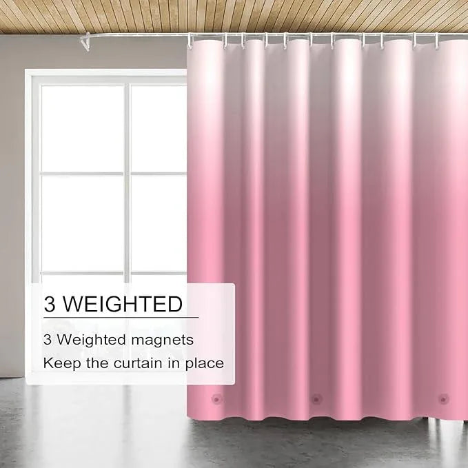 TIKABC Shower Curtain Liner, 4G PEVA Shower Liner, Plastic Waterproof Shower Curtains, with Grommet Holes and 3 Magnetic Weights(Gradient Pink) - ModernBath