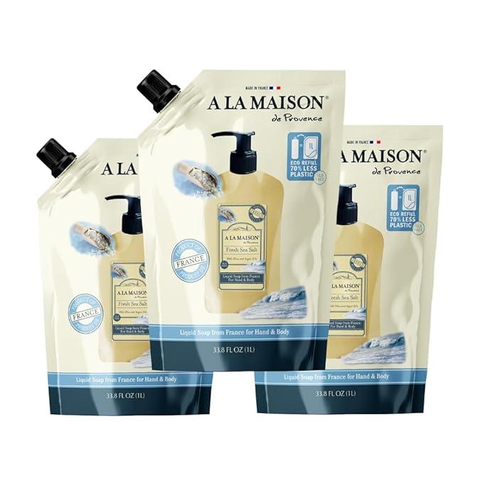 A LA MAISON Liquid Hand Soap (33.8 Refill Pouch, 3 Pack, Fresh Sea Salt) - ModernBath
