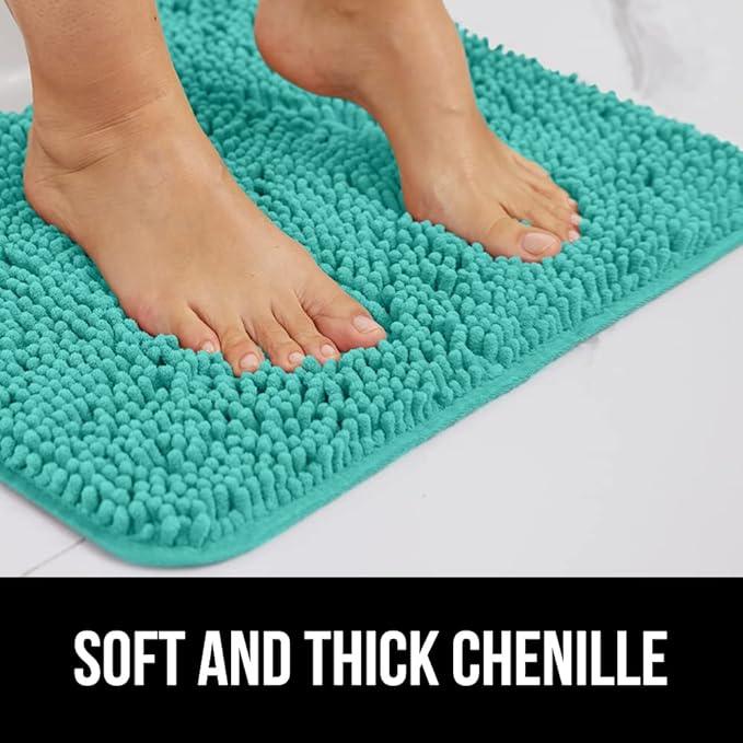 GORILLA GRIP Bathroom Rug Sets, Soft Chenille 2 Piece Area Rugs Set, Toilet Base Mat and 30x20 Carpet, Absorbent Microfiber Washable Mats Dry Quickly, Home Décor and Bath Room Accessories, Turquoise - ModernBath