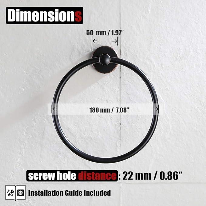 JQK Towel Ring Oil Rubbed Bronze, Stainless Steel Hand Towel Holder for Bathroom, ORB Wall Mount, TR130-ORB - ModernBath