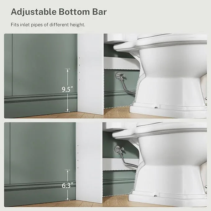 TEENFON Over The Toilet Storage Cabinet with 4 Open Shelves and Adjustable Shelf, Extra Tall Bathroom Organizer Unit with 2 Barn Doors, Home Space Saver for Bathroom, Laundry Room, White - ModernBath