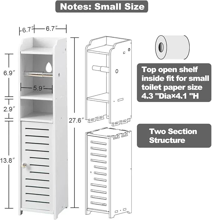 AOJEZOR Toilet Paper Holder Stand: Small Bathroom Storage Cabinet for Small Spaces - ModernBath