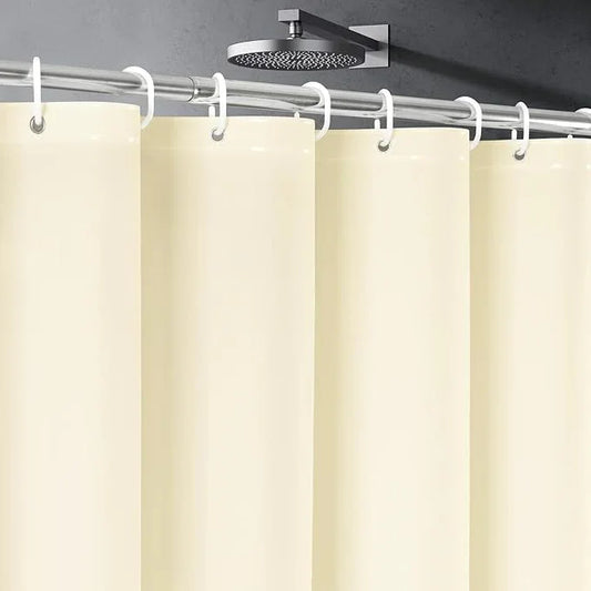 UFRIDAY Stall Shower Curtain Liner Long 48 x 78 inch, Beige Shower Liner with 3 Large Magnets, Narrow Cloth Bathroom Curtain Extra Long for Single Stall - ModernBath