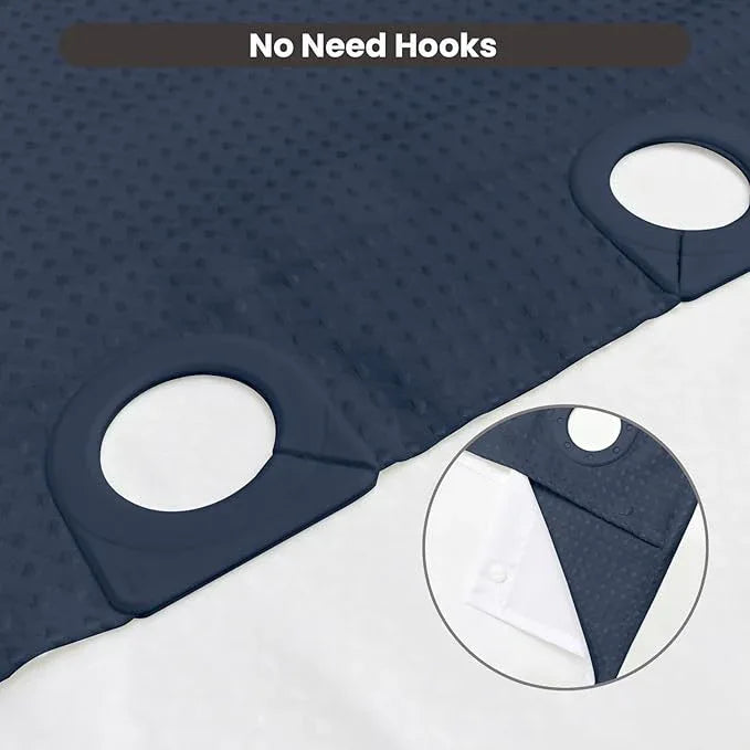 Inhousolu No Hook Waffle Weave Shower Curtain with Removable Snap in Fabric Liner Set for Bathroom, 230 GSM Heavy Duty Weighted Hem, Water Repellent Washable Bath Curtains, 72 x 72 Inch, Navy Blue - ModernBath