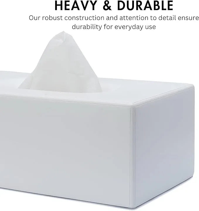 Yew Design Matte White Tissue Box Cover Rectangular, Facial Tissue Dispenser for Bathroom, Kitchen, Bedroom, Office, Hotel, Restaurant, Countertop, Nightstand, Car, and Desk - ModernBath