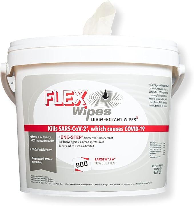 Flex Wipes 10800 Disinfectant Wipes Starter Kit, 8" x 6" Wipe in Rolls of 800 with 2 Dispensing Buckets - ModernBath