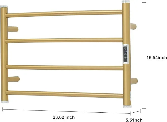 Electric Towel Warmer Rack,Heating Towel Warmer,Timer & Temperature Control,Wall-Mounted Plug-in for Bathroom,Gold,Stainless Steel,4-Bar(16.54x23.62x5.51in) - ModernBath