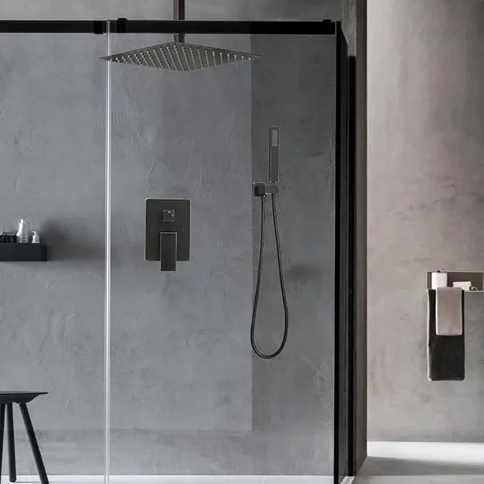 JingGang 10 Inch Ceiling Mounted Shower System Rain Mixer Shower Combo Set Rainfall Shower Head System ‎Oil Rubbed Bronze Shower Faucet Rough-in Valve Body and Trim Kit Included - ModernBath