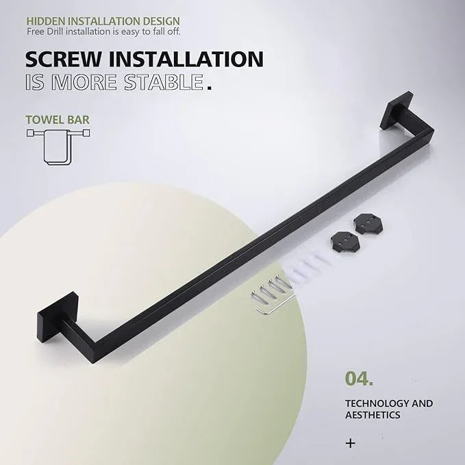 KOKOSIRI 32-Inch Single Towel Bar, Bathroom Kitchen Towel Holder, Wall Mounted SUS304 Stainless Steel Towel Rack, Matte Black, B4003BK-L32 - ModernBath