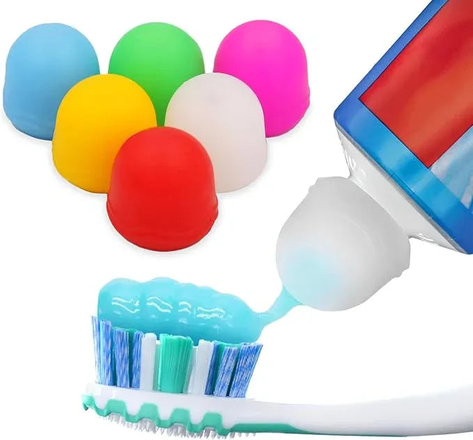 Chrome Cherry SqueezMe Self-Closing Toothpaste Caps, Silicone Lid for Kids & Adults, No Mess Toothpaste Dispenser, Easy Squeezer Cap for Tubes, Bathroom Accessory, Multicolor, Pack of 6 - ModernBath