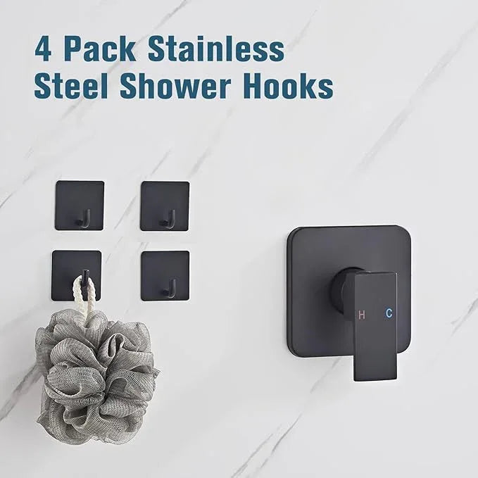 Shower Faucet Set Matte Black Complete Shower System with 8 Inches Rain Shower Head Bathroom Rain Shower Faucet Set Rainfall Shower System with Shower Valve - ModernBath