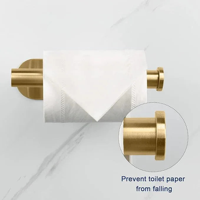 NearMoon Toilet Paper Holder Self Adhesive, Premium Thicken SUS304 Stainless Steel Rustproof Adhesive Toilet Roll Holder no Drilling for Bathroom, Kitchen, Washroom (4 Pack, Brushed Gold) - ModernBath