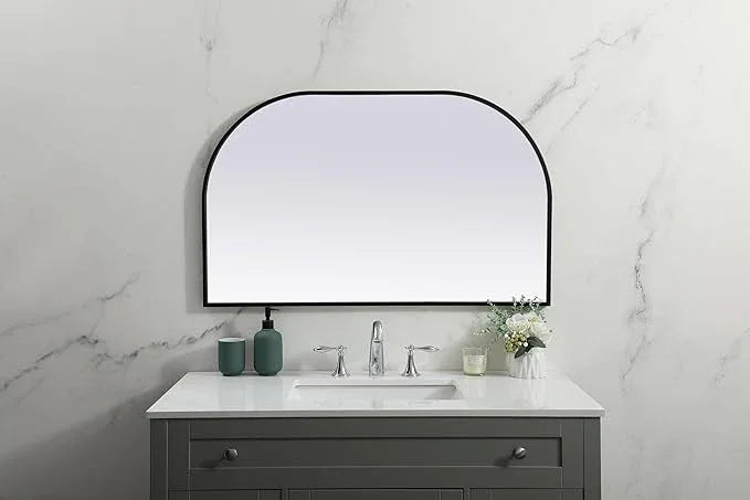 Illuminate, Metal Frame Arch Mirror 39X24 Inch in, Modern, Black - ModernBath