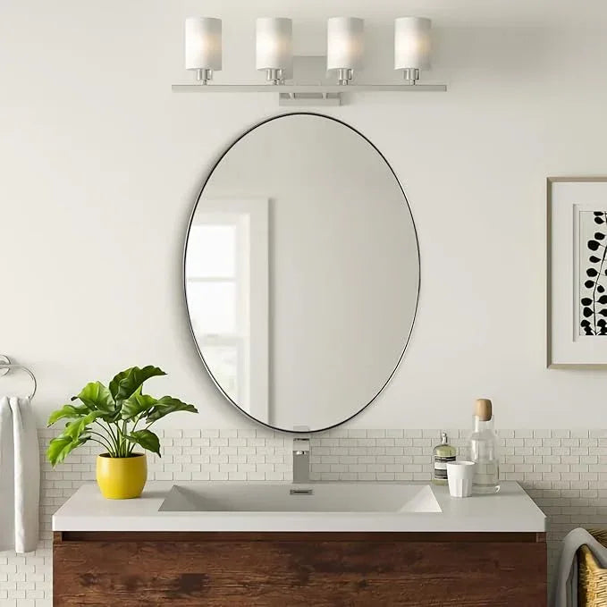 ANDY STAR Chrome Bathroom Mirror, Oval Chrome Mirror for Bathroom 20x28 Inch, Polished Chrome Anti-Rust Stainless Steel Metal Frame for Bathroom - ModernBath