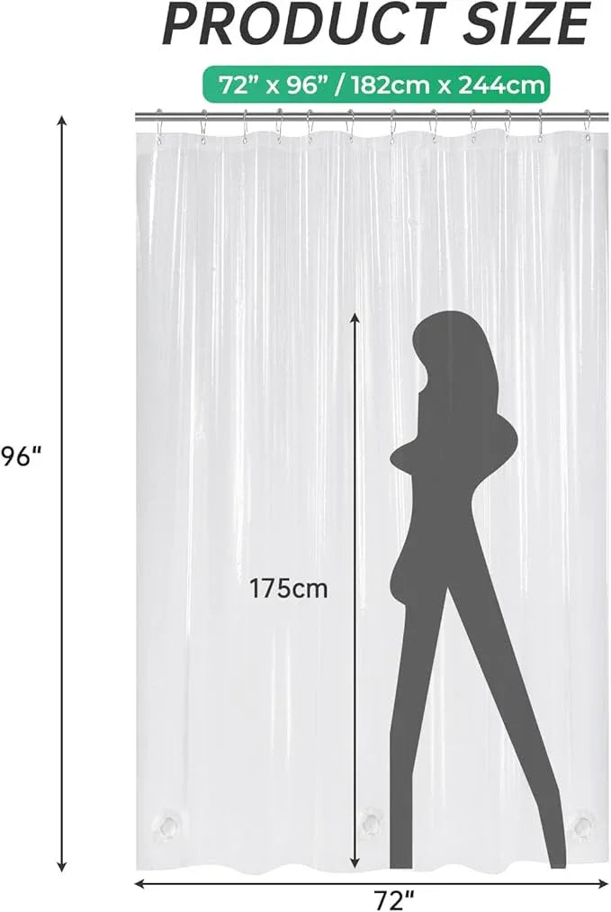 AmazerBath Extra Long Shower Curtains 96 Length, Tall Shower Curtain Liner Clear 72x96 Inches, Premium PEVA, Bathroom Accessories with 3 Weighted Stones and 12 Rustproof Grommets - ModernBath