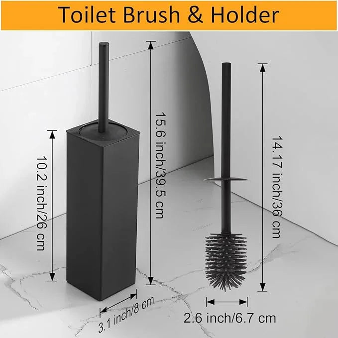 BGL Toilet Brush and Holder Set 2 Packs Aluminium Free Standing, Bathroom Storage and Organization Toilet Bowl Cleaner Brush and Holder, Square Design Sturdy and Space Saving - ModernBath