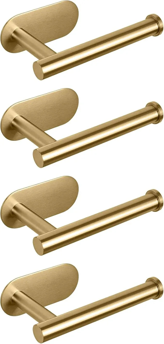 NearMoon Toilet Paper Holder Self Adhesive, Premium Thicken SUS304 Stainless Steel Rustproof Adhesive Toilet Roll Holder no Drilling for Bathroom, Kitchen, Washroom (4 Pack, Brushed Gold) - ModernBath