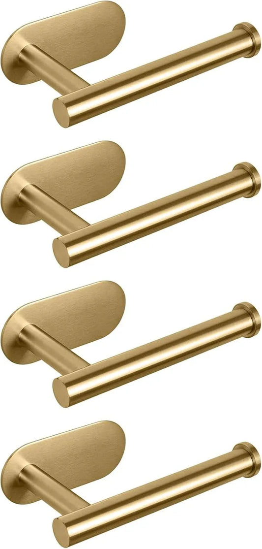 NearMoon Toilet Paper Holder Self Adhesive, Premium Thicken SUS304 Stainless Steel Rustproof Adhesive Toilet Roll Holder no Drilling for Bathroom, Kitchen, Washroom (4 Pack, Brushed Gold) - ModernBath