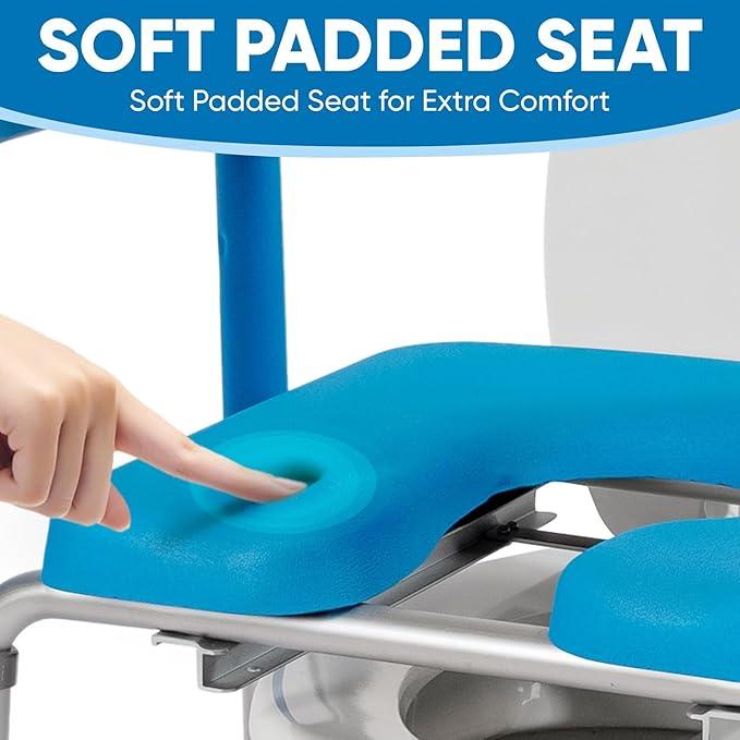 Ultimate Raised Toilet Seat with Handles, Bedside Commode, Padded Armrests, Adjustable Height, Premium Elevated Toilet Seat for Elderly Bathroom Safety with Arms, Standard and Elongated Toilets, Blue - ModernBath