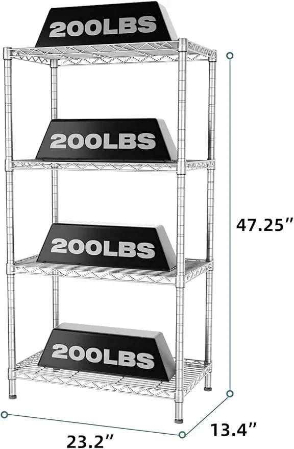 SINGAYE 4 Shelves Adjustable Storage Shelf Wire Shelving Rack Bathroom Standing Units Laundry Room Organization for Kitchen Office Bathroom Organizers Metal Pantry 14" D x 24" W x 48" H Gray - ModernBath