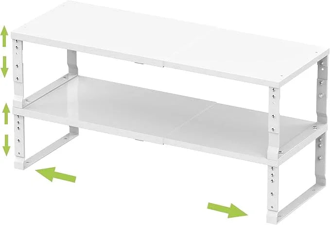 Expandable Stackable Spice Rack Organizer for Kitchen Cabinet,Adjustable Counter Shelf, countertop, Pantry,Cupboard,Bathroom,Bedroom(2Packs/White/Large) - ModernBath