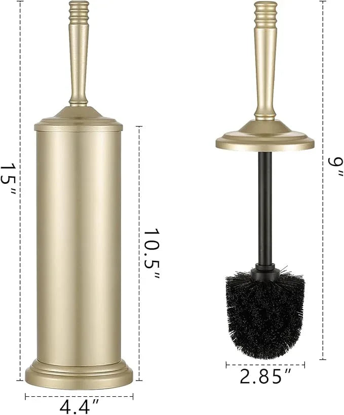 Gold Toilet Brush and Holder Set, Stainless Steel Toilet Brush for Bathroom,Heavy Duty Gold Toilet Bowl Brush and Holder,Deep Cleaning Modern Toilet Cleaner Brush -Space Saving, Covered Brush, Durable - ModernBath