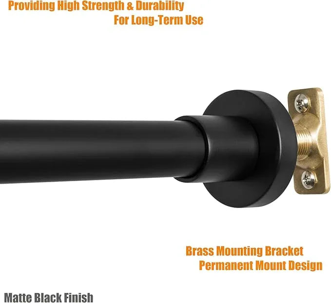 Artiwell Heavy Duty Shower Rod, Adjustable Shower Curtain Rod, Expandable 47-84 Inch, Permanent Mount Shower Rod, Never Rust Stainless Steel For Window Curtain and Closet, Matte Black - ModernBath