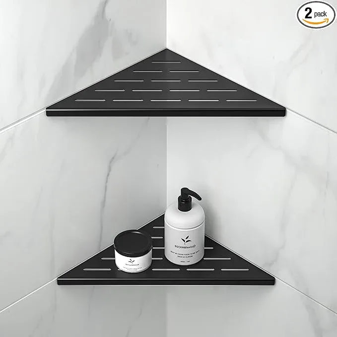 Corner Shower Shelf 10" Matte Black 304 Stainless Steel Slot Design Recessed Corner Shelves, Grout in Bathroom Shower Shelf for Tiled Wall, 2 Pack - ModernBath