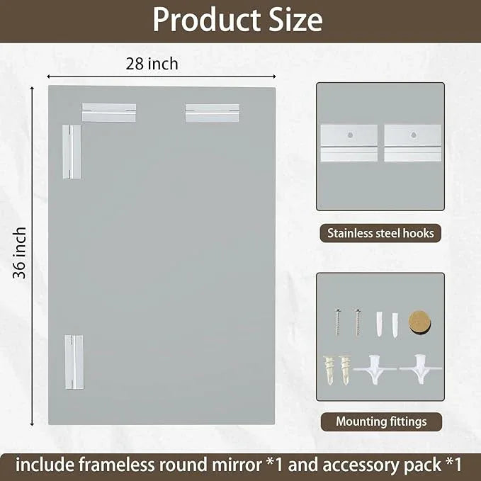 CLBA 28x36 inch Beveled Bathroom Mirror, Rectangle Frameless Mirror, 1" Polished Beveled Edge Square Mirror for Bathroom, Living Room, Bedroom - ModernBath