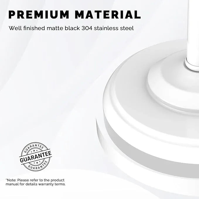 Toilet Paper Holder Stand, White Toilet Paper Holder Free Standing, Post Pivoting Design & Stable Weighted Base SUS304 Stainless Steel for Bathroom (Mega Roll) - ModernBath