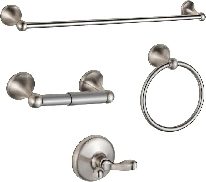 BGL Bathroom Accessory Set, Brushed Nickel Adjustable Expandable Towel Bar 4-Piece Bathroom Hardware Set Wall Mounted - ModernBath