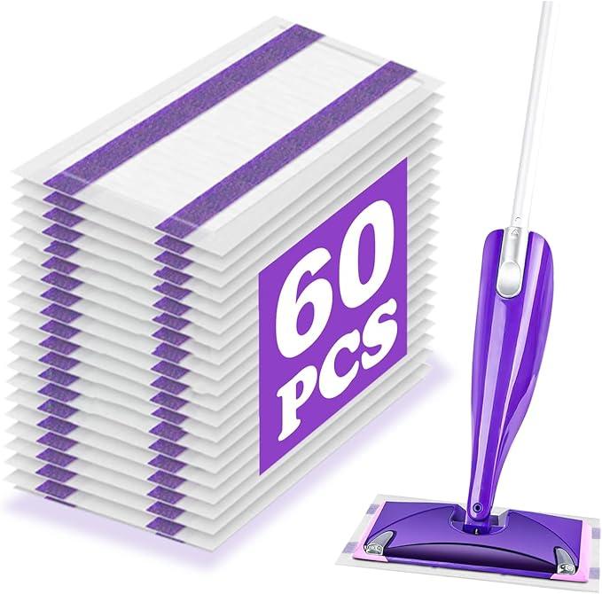 60 Count Wet Jet Pads Compatible with Swiffer Wet Jet Spray Mop, Wet Jet Pads Refill for All Purpose Multi-Surface Hardwood Floor Cleaning, 4 Layers Thickened and Super Absorbentl. - ModernBath