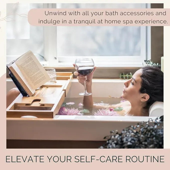 Foldable Bathtub Tray Caddy - Expandable Bath Tray for Tub | Secure, Non-Slip Bathtub Caddy for Tub for Bath Accessories, Self Care Home Spa Gift Set, Relaxing Gifts for Women, New Moms, House Warming - ModernBath