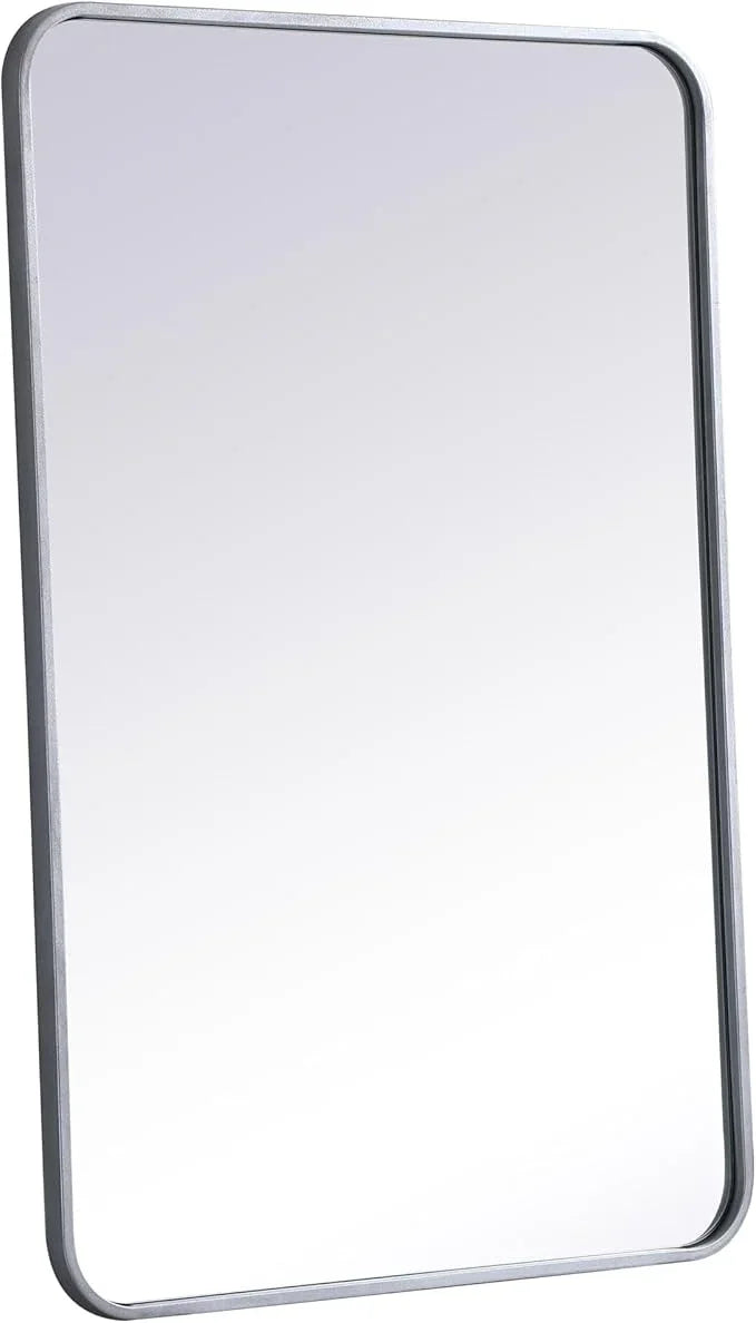 ARS Concepts Aura, Soft Corner Metal Rectangular Mirror 24X36 Inch in, Modern, Silver - ModernBath