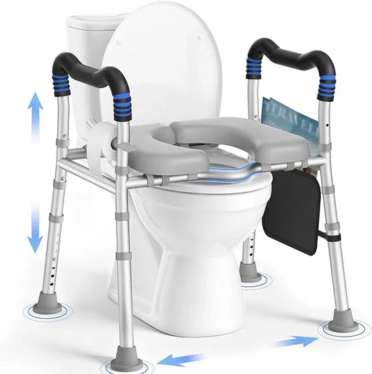 KingPavonini Toilet Seat Risers for Seniors, Raised Toilet Seat with Handles with Adjustable Height & Width, Soft Padded Seat, Elevated Toilet Seat Riser, Load 500lb, Fit Any Toilet - ModernBath