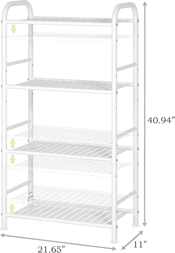 JSB 4-Tier Adjustable Shelving Unit, Heavy Duty Storage Rack Organizer Metal Corner Shelf for Kitchen Living Room Laundry Pantry Bathroom (White, 4 Tier)… - ModernBath