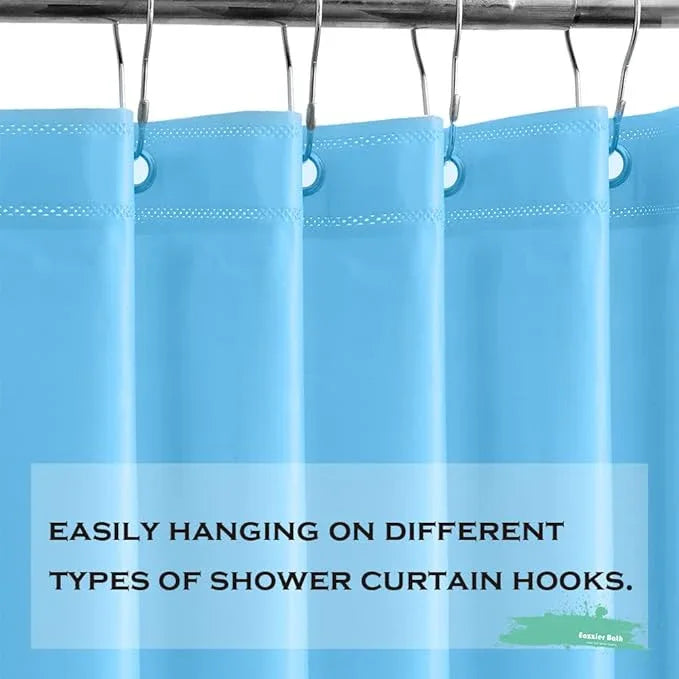 Eazzier Bath Baby Blue Plastic Shower Curtain Or Liner, 72x72 Inch Lightweight Cream Blue Plastic Bathroom Shower Showroom Inner Curtain with Rustproof Metal Grommet Holes and Weighted Magnets - ModernBath