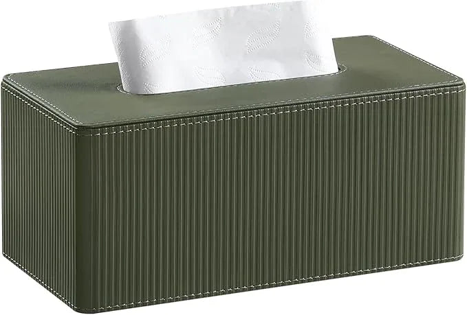 Cretkhp PU Leather Tissue Box Cover Rectangle with Magnetic Closure, Modern Tissue Box Holder for Bathroom NightStands Livingroom, Decorative Tissue Holder for 120(3-Ply)/160(2-Ply) Tissue Box (Green) - ModernBath