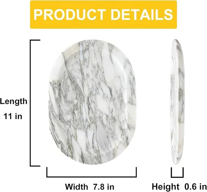 WANJINGYULE Natural Marble Decorative Tray Bathroom Counter Perfume Organizer Vanity Tray for Home Decor, Jewelry Candle, Coffee Table, Soap Holder Dresser Countertop Accessories 8"x11" Carrara - ModernBath