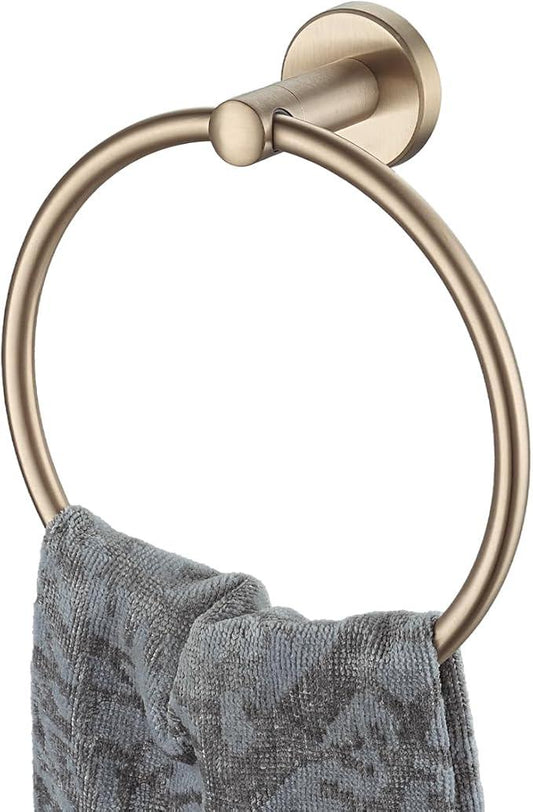JQK Towel Ring Champagne Bronze, 304 Stainless Steel Hand Towel Holder for Bathroom Wall Mount, TR130-CB - ModernBath