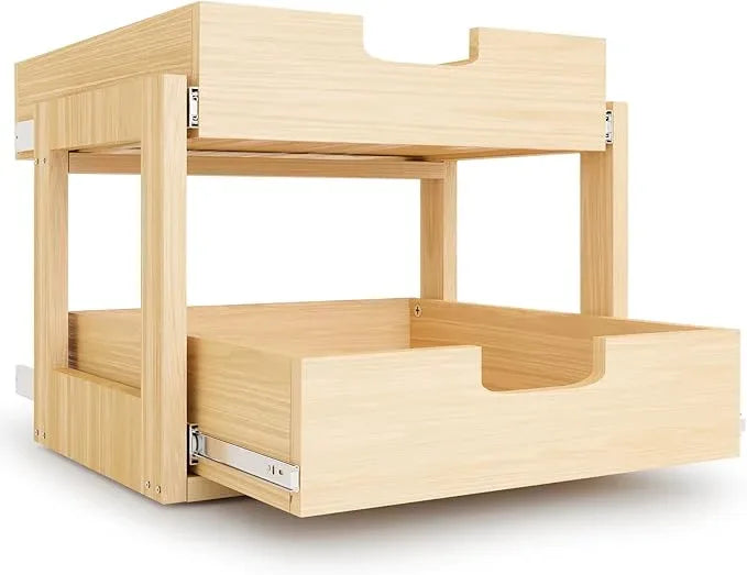 Pull Out Cabinet Organizer, 23''W×21''D×16''H Soft Close Slide Out Wooden Pull out Drawers, Double Tier Slide out Wood Cabinet Organizer, for Base Cabinet Organization in Kitchen, Pantry, Bathroom - ModernBath