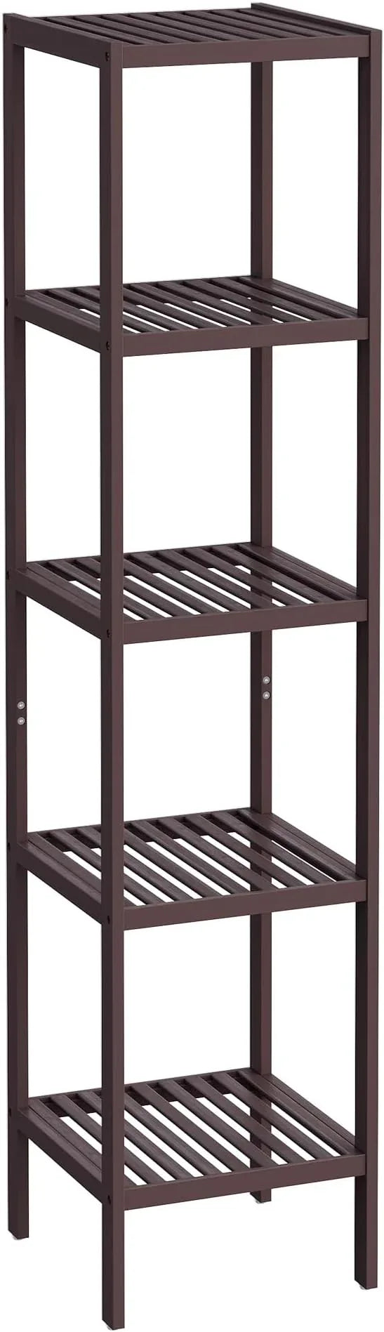 SONGMICS Bamboo Storage Shelf, 5-Tier Shelving Unit, Multifunctional, in the Entryway, Bathroom, Living Room, Balcony, Kitchen, 13 x 13 x 57.5 Inches, Brown UBCB55Z - ModernBath