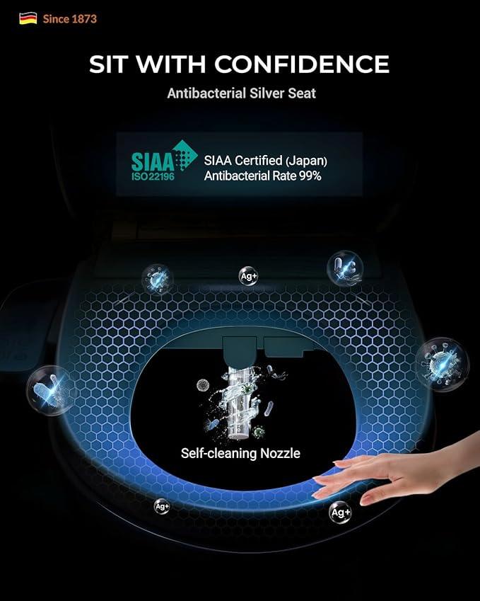 Bravat Electronic Bidet Toilet Seat – Heated Seat, Instant Warm Water, Stainless Steel Nozzle, Hygienic Rinse, Warm Air Dryer, Night Light, Easy Install – Elongated, White - ModernBath