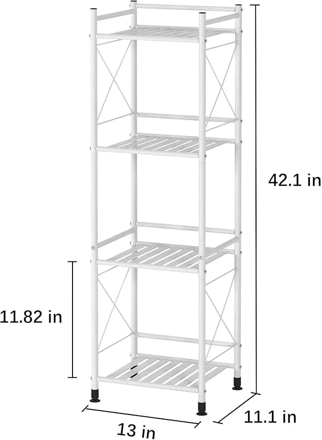 TZAMLI 4 Tier Shelving Unit, Freestanding Bathroom Storage Shelves, Metal Heavy Duty Storage Rack Shelf for Small Space Kitchen Balcony Office, White - ModernBath