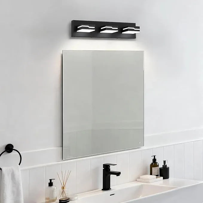 Merexcint LED Modern Bathroom Vanity Light Fixtures 3-Light, 19 inch Dimmable Matte Black Vanity Lights for Bathroom Lighting Fixtures Over Mirror, with 350°Rotatable Acrylic Heads(White Light 5500K) - ModernBath