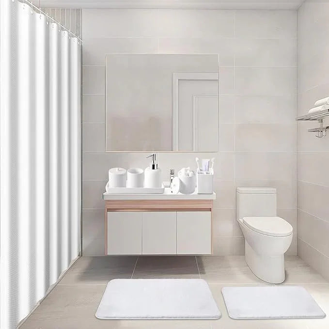 21 Pcs Bathroom Accessory Set with Waterproof Shower Curtain and Non Slip Mat,Resin Bath Set with Toothbrush Holder and Lotion Soap Dispenser,Bathroom Countertop Organizer Set for Home Apartment - ModernBath