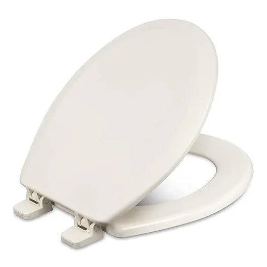 Centoco Heavy-Duty Round Toilet Seat, Wood Core with Scratch-Resistant Plastic Finish, Won't Crack or Fade, Residential, Made in the USA, 700-416, Biscuit - ModernBath