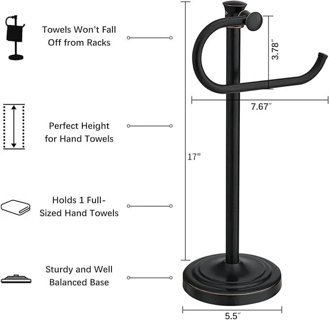 BESy 17 Inch Oil Rubbed Bronze Stand Towel Bar Hanger Hand Towel Bar Bathroom Vanity Countertop Towel Holder Free Standing Stainless Steel Towel Ring Hardware Accessories Towel Rack - ModernBath